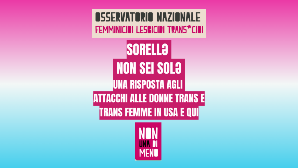 Sorellə non sei solə – Una risposta agli attacchi alle donne trans e trans femme negli Stati Uniti e in Italia